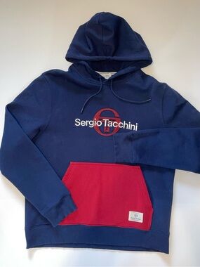 Sergio Tacchini Navy Blue Colorblock Hoodie Sweatshirt XL